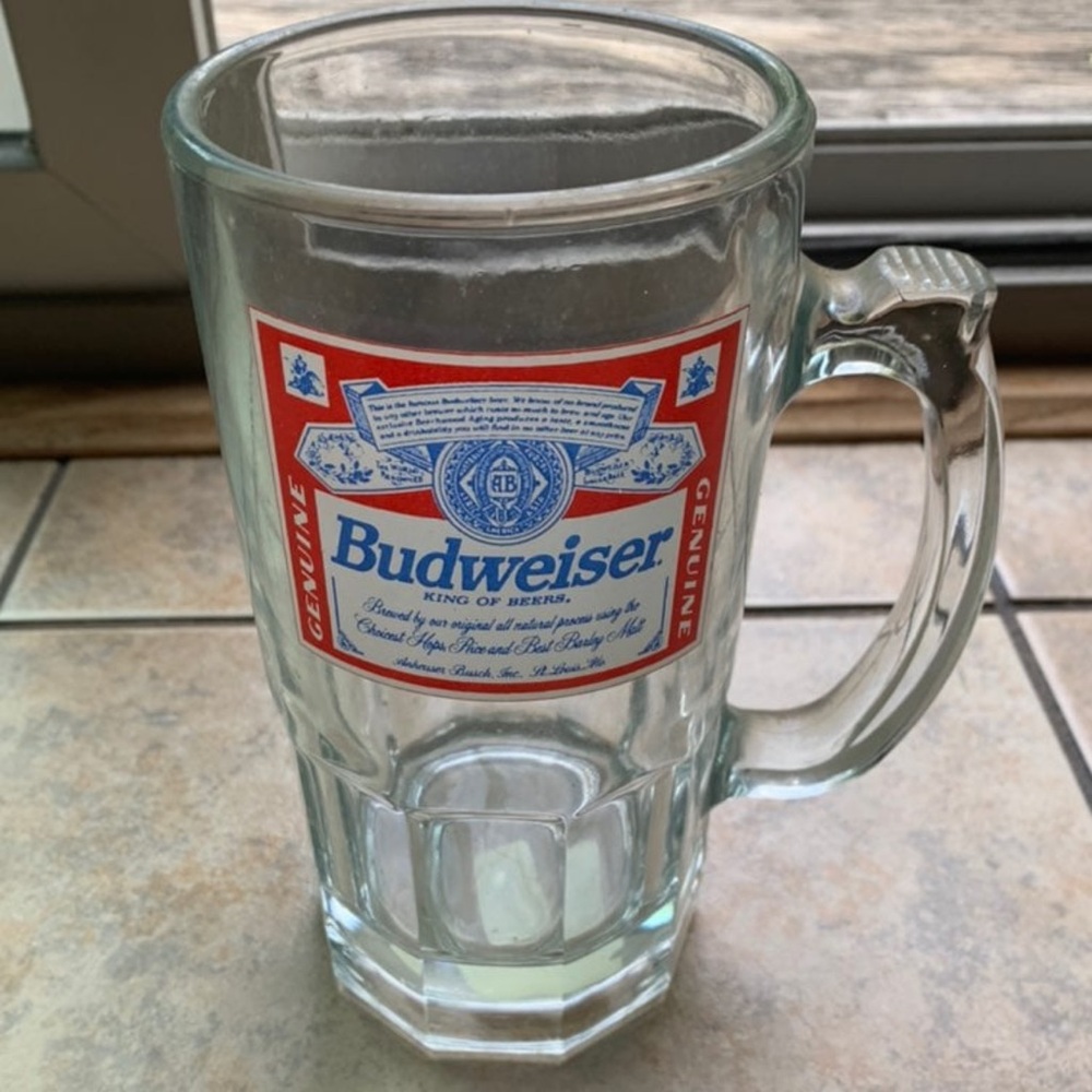 Budweiser 32 oz Large Glass Beer Stein